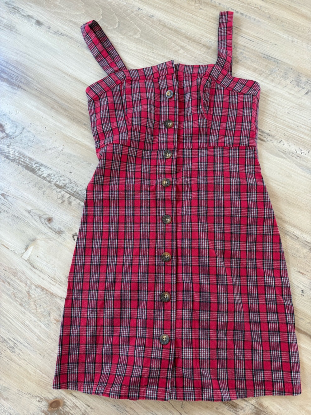 Hollister Red Black Plaid Button-Up Top